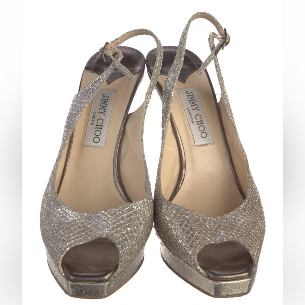 Jimmy Choo Metallic Nova Sling-backs